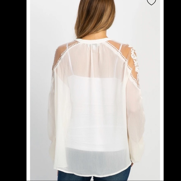 Cream floral mesh maternity top - Picture 2 of 8